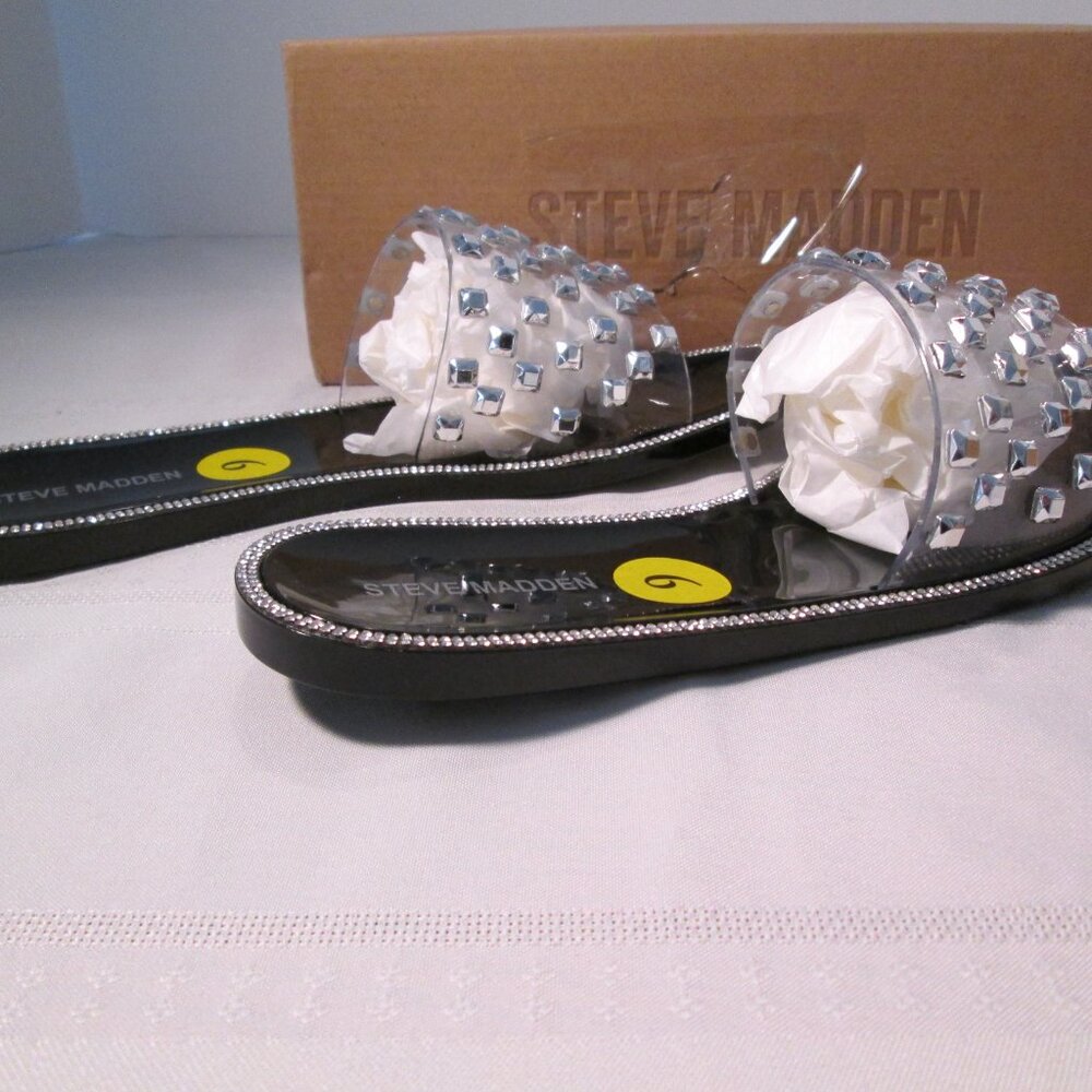 Steve Madden Jynn Clear Sandals with Metallic Embellishments Sz 9 - Picture 4 of 10